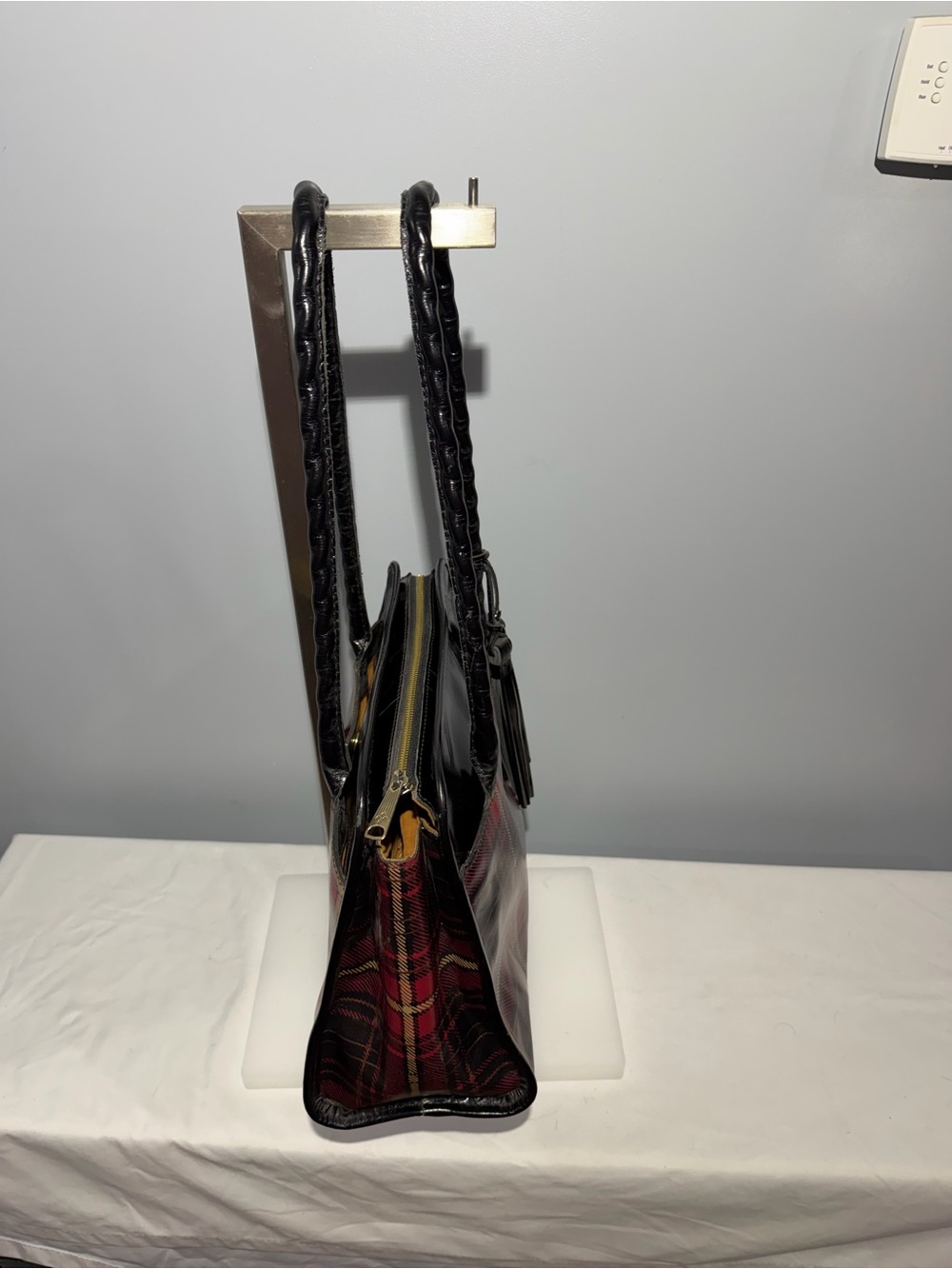 Patricia Nash Black and Red Plaid Shoulder Bag with Tassel - Picture 2 of 12
